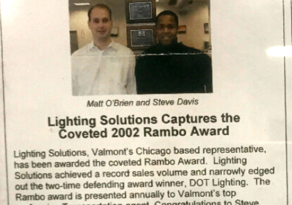 Newspaper clipping of TWG received Valmont's Rambo Award