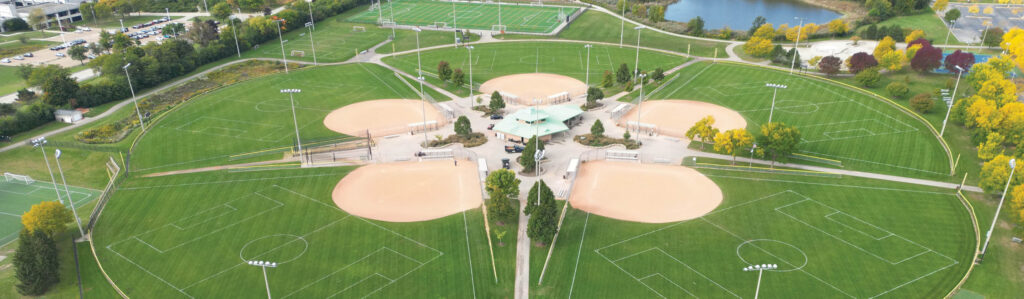 Athletic fields with high mast lighting